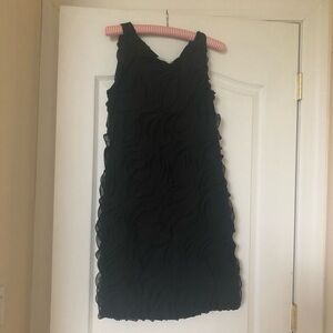 Black Calvin Klein Floral Ruffle Evening Dress